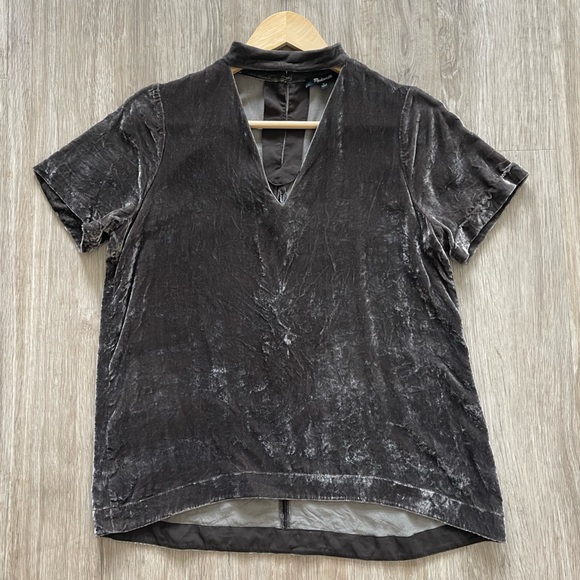 Madewell Tops - Madewell Silk Blend Velvet Choker Mock Neck Top Lavender Taupe Size Small